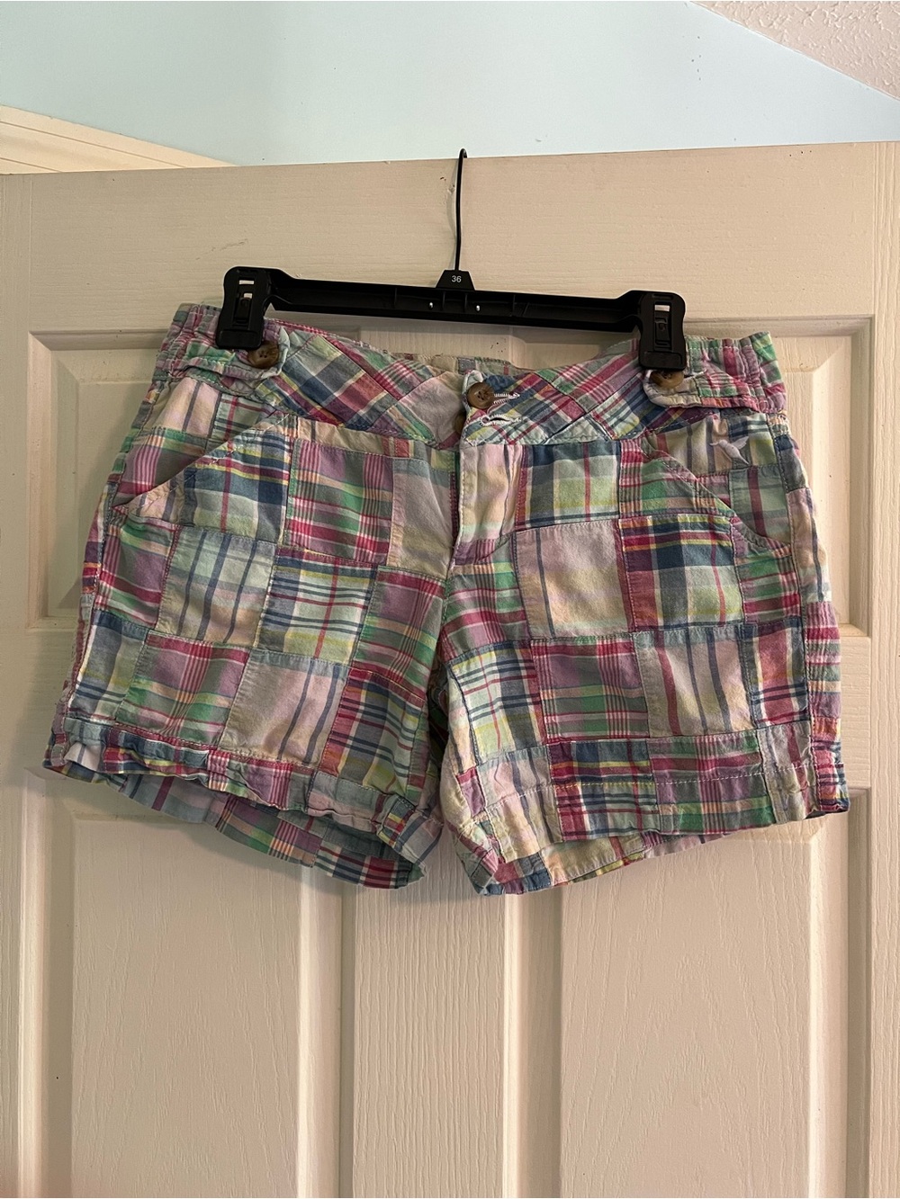 Grane Pastel Plaid Patchwork Shorts - Pink, Green, Blue